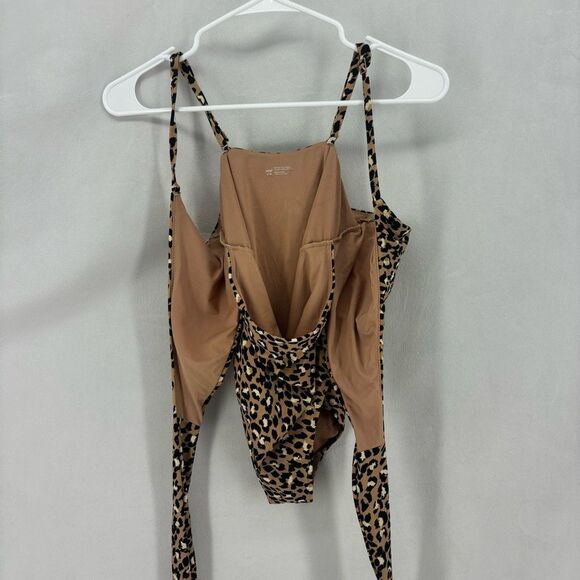 Aerie Leopard Wrap One Piece Swimsuit cheetah women’s large swim - Picture 4 of 10